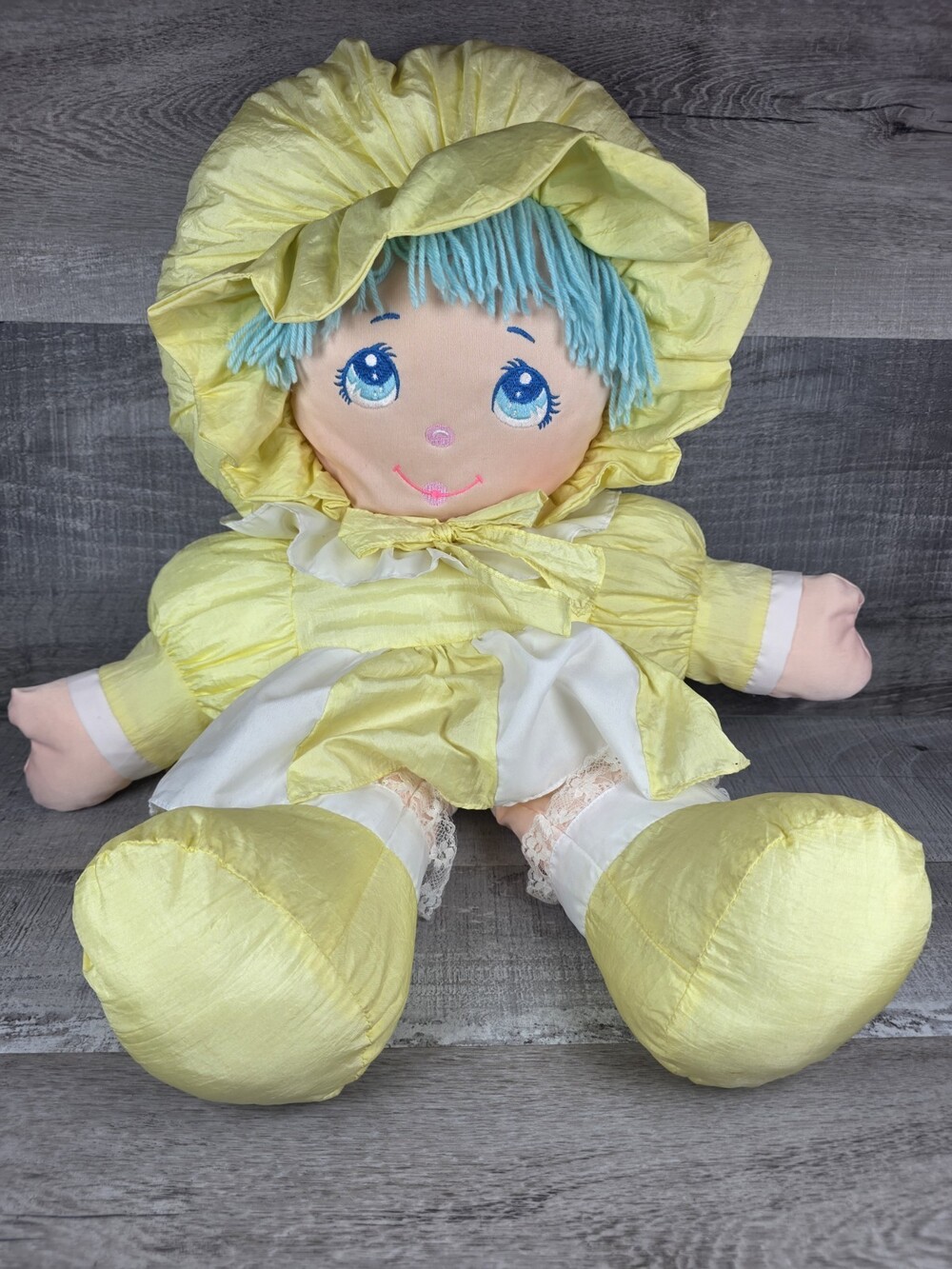 Dolly Mine Vintage 1987 Doll Well Plush Hair Yellow Dress 26" Large g77